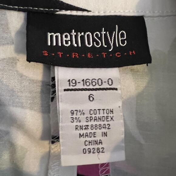 Women's Metrostyle White Black Multicolor Print Stripe Jacket Size 6 Retro - Picture 5 of 5